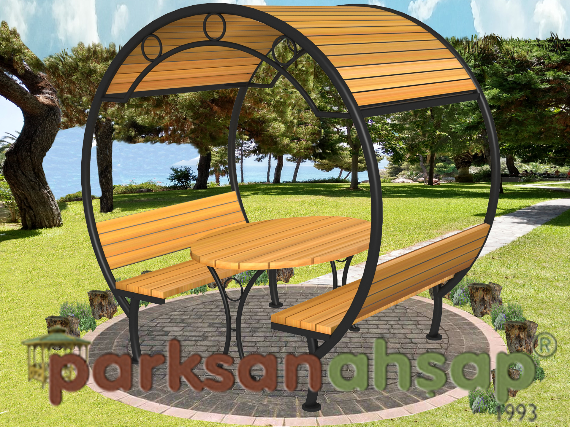 Çatılı Piknik Masası  (Metal) 250(L)x150(W)x252(H) - 70442
